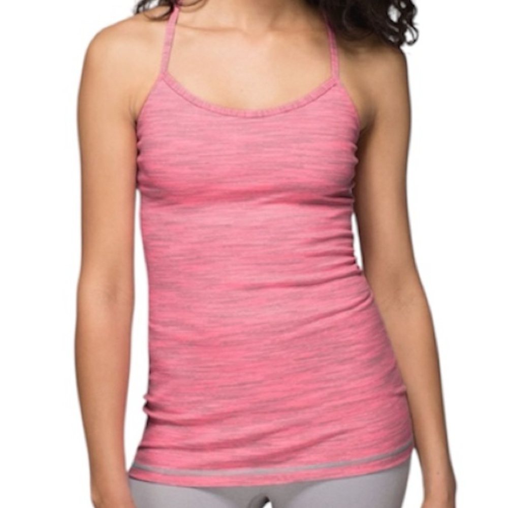 Lululemon Power Y Tank *Luon pink and grey stripe size 8
